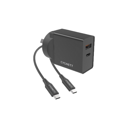 Cygnett 18W PD AC Charger + USB-C to USB-C 1.5M - Black