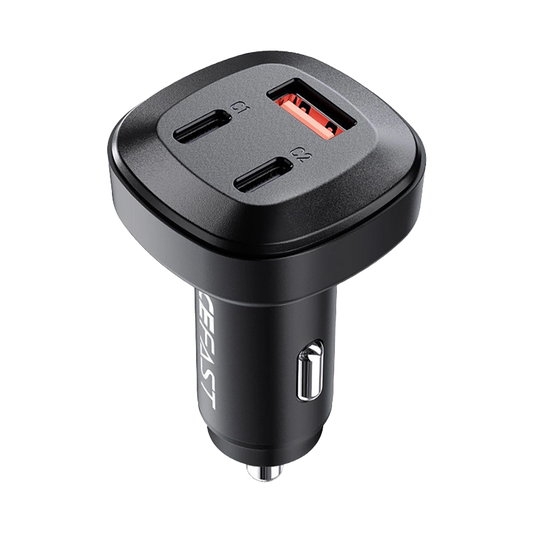 Acefast B3 66W(USB-C+USB-C+USB-A) three-port metal car charger black