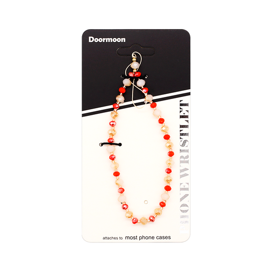 Doormoon Beads Phone Chain 30cm - Orange/White