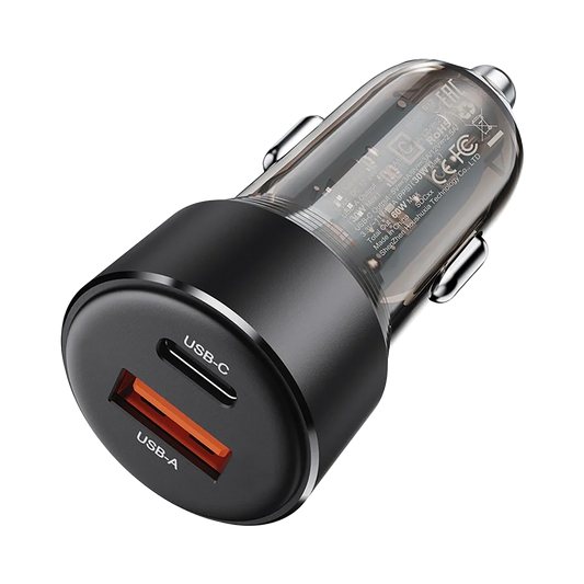 Acefast B12 60W (USB-A+USB-C) Dual-Port Car Charger Black