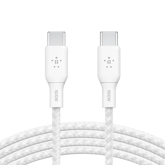 Belkin Boost Charge USB-C to USB-C Cable 100W Braided 2M White