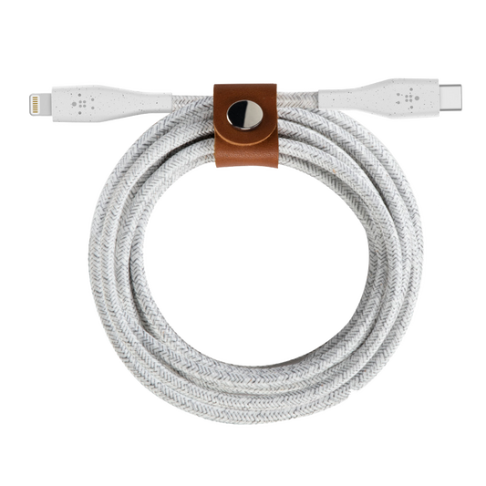 Belkin BOOSTCHARGE DuraTek USB-C to USB-C Cable with Lighting Connector and Strap- White